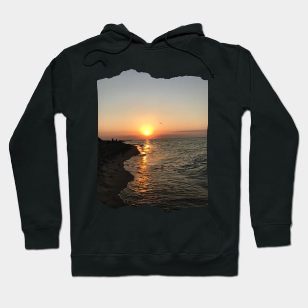 Beautiful photo of ocean waves and sunset sky landscape USA nature lovers Hoodie by BoogieCreates